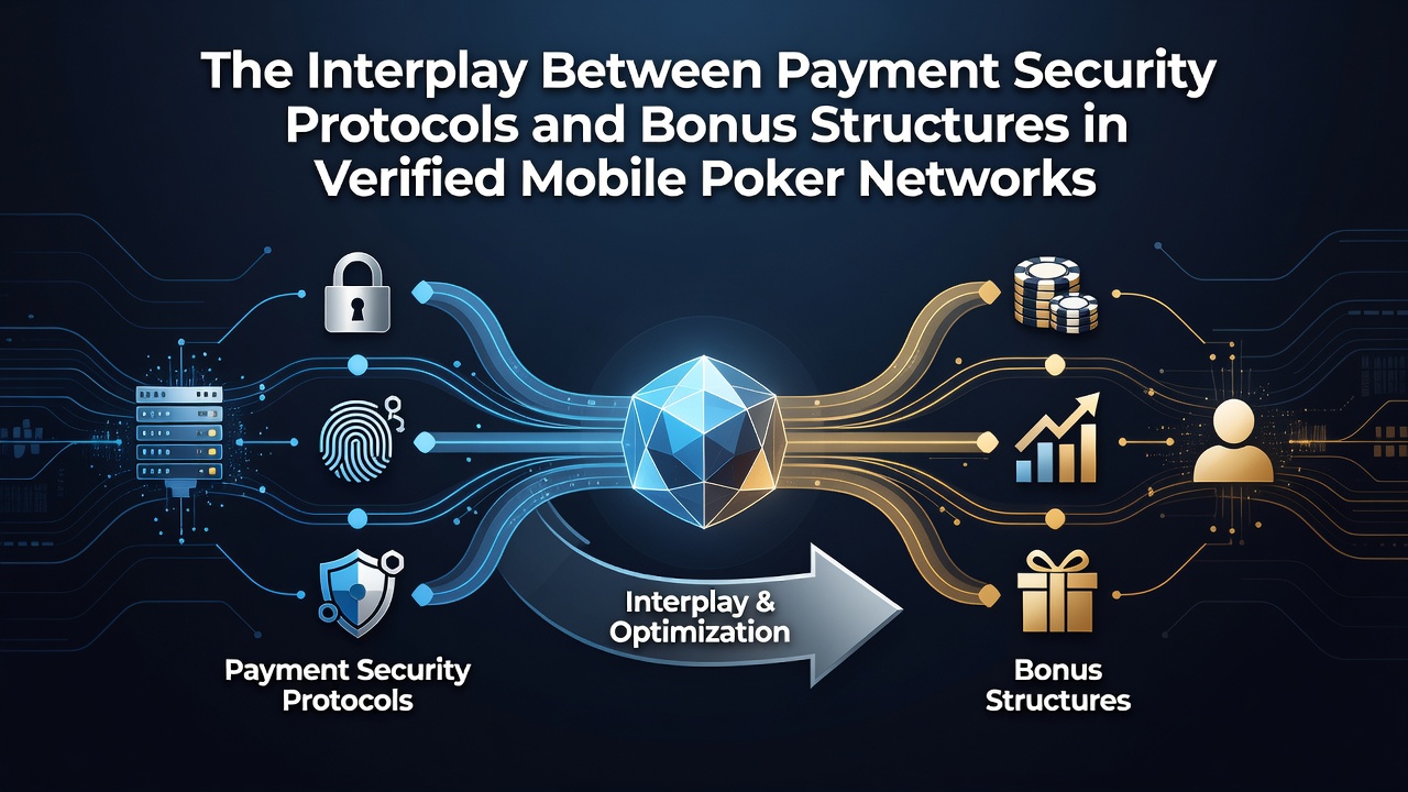 Secure transaction dashboard on a mobile poker network showing encrypted payment flows and bonus tracking metrics